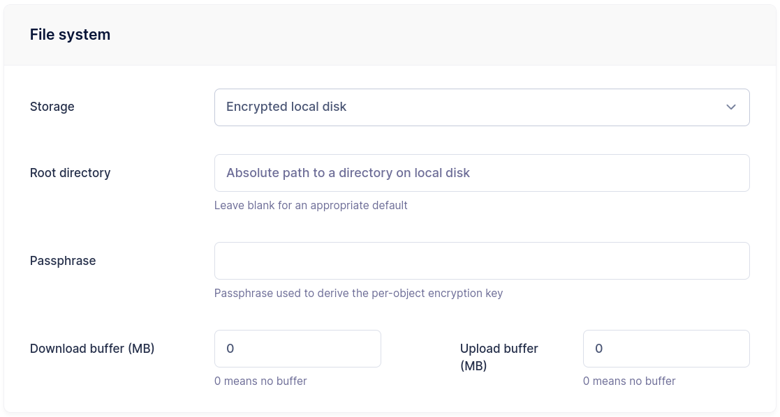 User with cryptfs backend