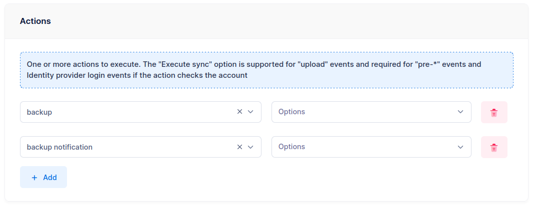 Daily backup actions