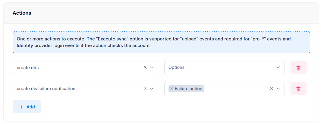 Create dirs rule actions
