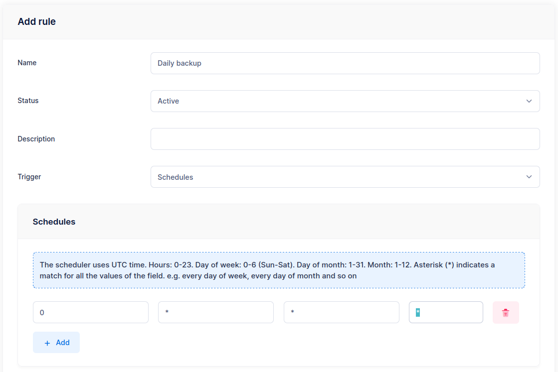 Daily backup schedule